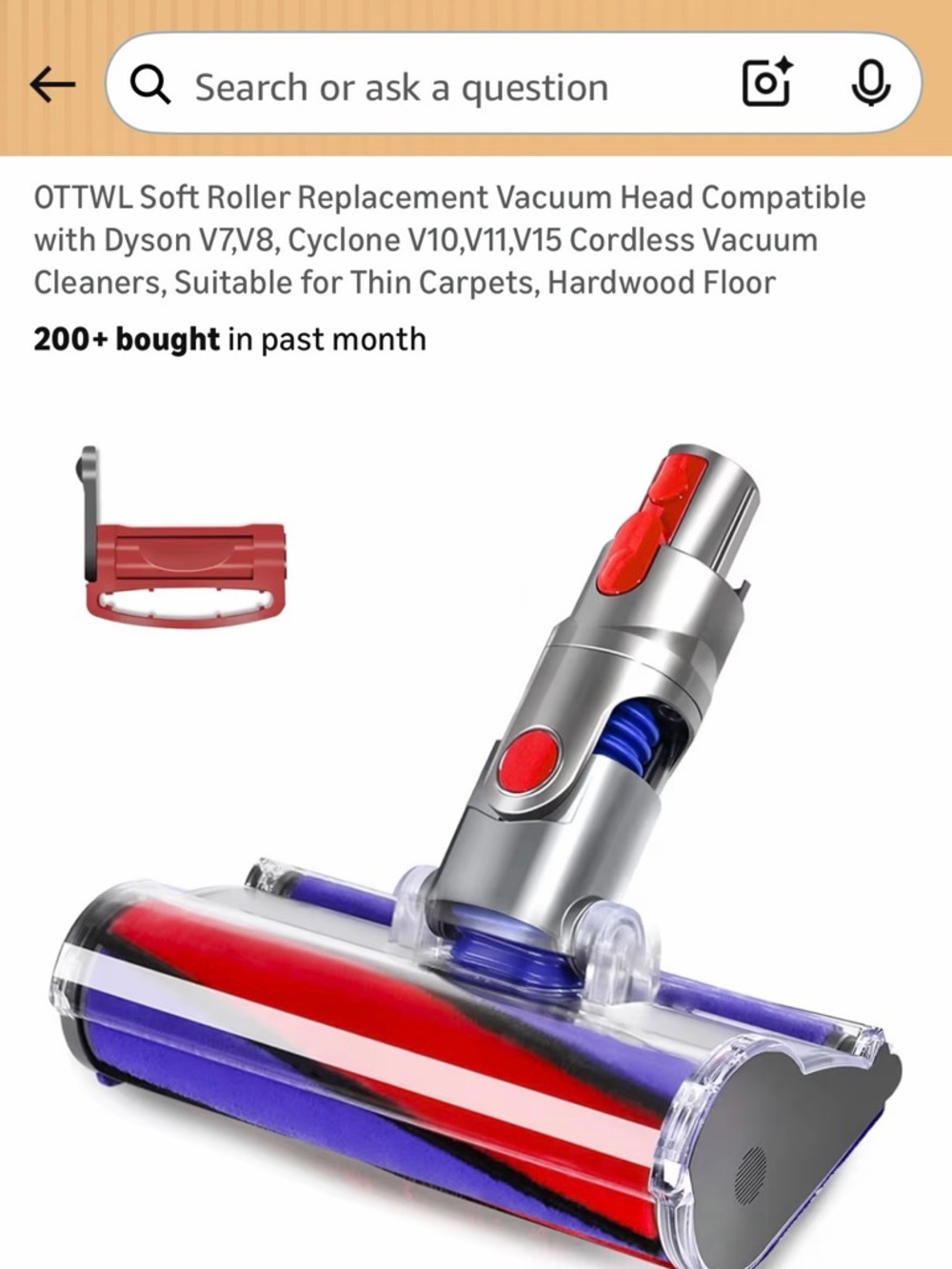 Soft Roller Replacement Vacuum Head - Red & Blue